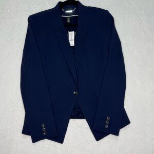 White House Black Market Navy Blue Chic Blazer Women’s size 12 New Shoulder Pads